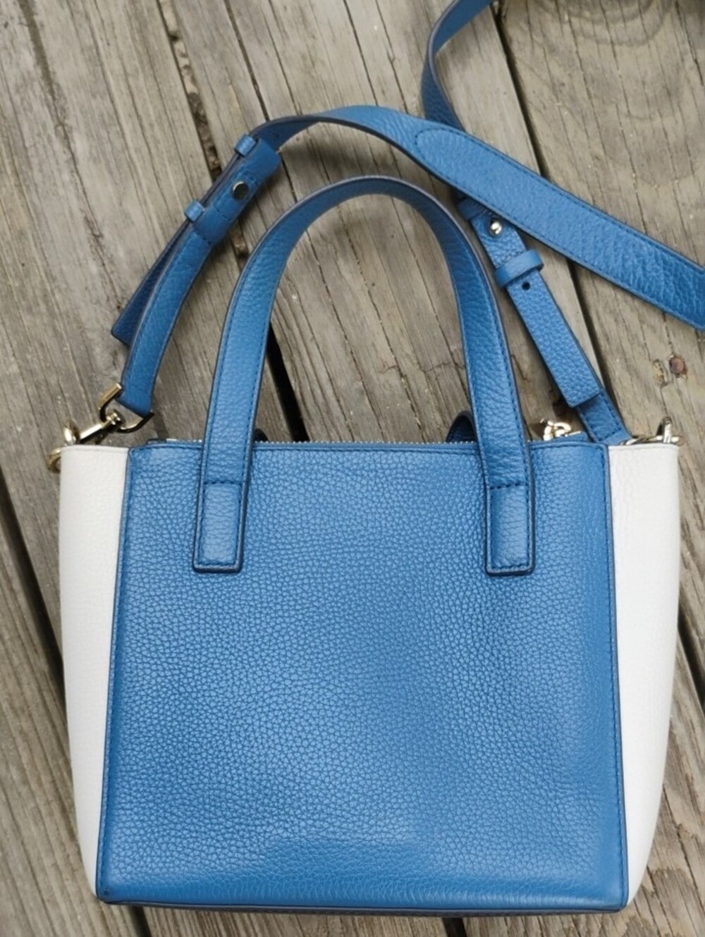 Michael Kors Gemma Sm Satchel Navy, Bright Blue & White Pebbled Leather Satchel - Picture 2 of 9